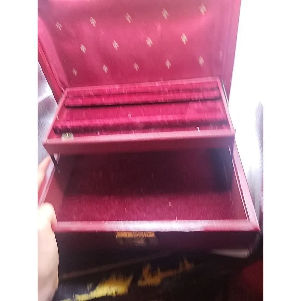 Vintage Tory Red Jewelry Box Velvet & Satin Lined Great for Men or Women